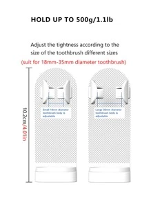 2pcs ABS Wall Mounted Toothbrush Storage Rack, White Electric Toothbrush Holder For Bathroom - White - View 2