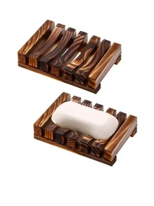 Jabonera de bambú de 1 pieza, caja de jabón para accesorios de baño - Multicolor - Ver 2