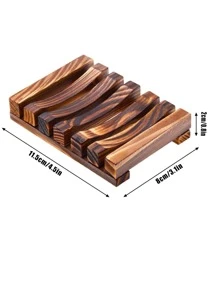 Jabonera de bambú de 1 pieza, caja de jabón para accesorios de baño - Multicolor - Ver 3