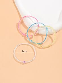 4 cái Phát Sáng Trong Trái Tim Bóng Tối Chi Tiết Vòng Chân Đính Cườm - Nhiều màu - Xem 3