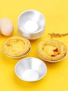 6入組廚房烘焙模具鋁合金蛋撻杯紙杯蛋糕模具適用於糕點甜品迷你紙杯蛋糕 - 銀色 - 查看 1