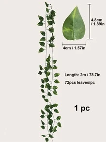 假常春藤，人造常春藤花環假藤蔓春季裝飾，樹葉綠色植物懸掛植物，適用於臥室花園家庭婚禮牆壁裝飾 - 綠色 - 查看 2