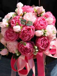 1入/3入組人造玫瑰花束,真實觸感假牡丹花,適用於家居婚禮裝飾、派對桌面擺設、母親節禮物