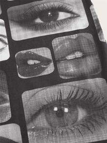 SHEIN ICON Figure Graphic Mock Neck Tank Top - Multicolor - View 3