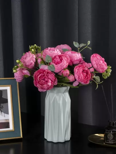 1 件/3 件人造玫瑰花束真实触感假牡丹花适用于家庭婚礼装饰派对桌面摆件母亲节、假植物、秋季装饰、房间、书桌、花园装饰、房间装饰用品、情人节、礼物