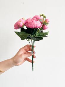 1 cái/3 cái Bó hoa hồng nhân tạo Hoa mẫu đơn giả thật dùng để trang trí tiệc cưới tại nhà, đồ trang trí bàn tiệc, Ngày của mẹ, Cây giả, Đồ trang trí mùa thu, Phòng, Bàn làm việc, Đồ trang trí sân vườn, Đồ trang trí phòng, Ngày lễ tình nhân, Quà tặng - Màu Hồng Tươi - Xem 3