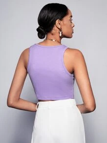 BizChic Atasan rompi pendek polos - Lilac Purple - View 2