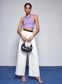 BizChic Atasan rompi pendek polos - Lilac Purple - View 4