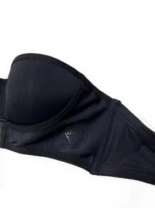 Women Black Casual Push Up Strapless Bra With Front Button Closure - Black - View 7