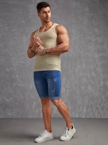 Manfinity Homme Men Solid Tank Top - Apricot - View 6