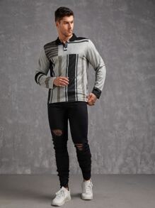 Manfinity Men Striped Print Polo Shirt - Multicolor - View 5