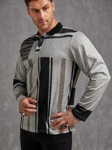 Manfinity Men Striped Print Polo Shirt - Multicolor - View 6