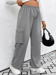 SHEIN EZwear 大碼側翻蓋口袋工裝褲