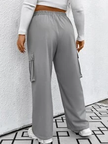 SHEIN EZwear 大碼側翻蓋口袋工裝褲