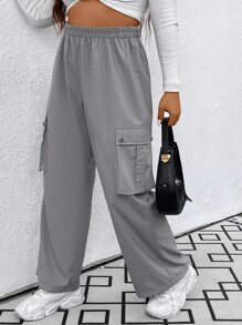 SHEIN EZwear 大碼側翻蓋口袋工裝褲