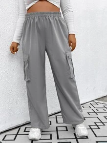 SHEIN EZwear 大碼側翻蓋口袋工裝褲