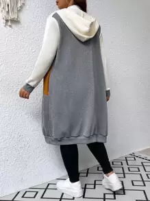 SHEIN LUNE 大码撞色拉链卫衣，适合毕业季、返校季、教师节等场合，秋冬季秋冬皆宜。 - 彩色 - 查看 2