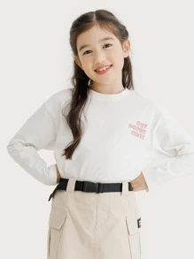 Girls Letter Graphic Drop Shoulder Tee - White - View 1