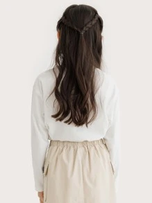 Girls Letter Graphic Drop Shoulder Tee - White - View 2