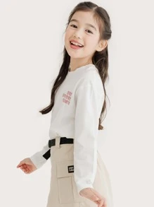 Girls Letter Graphic Drop Shoulder Tee - White - View 4