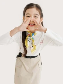 Girls Letter Graphic Drop Shoulder Tee - White - View 3