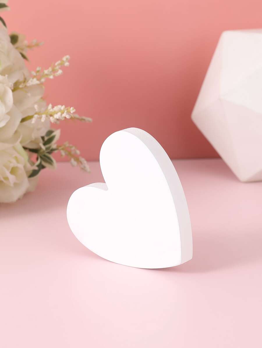 1入組愛心設計木頭裝飾工藝 - 白色 - 查看 1