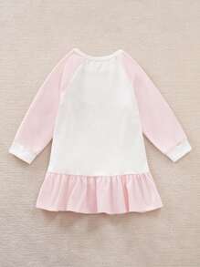 Yierying Toddler Girls Cartoon Graphic Ruffle Hem Dress - Multicolor - View 2