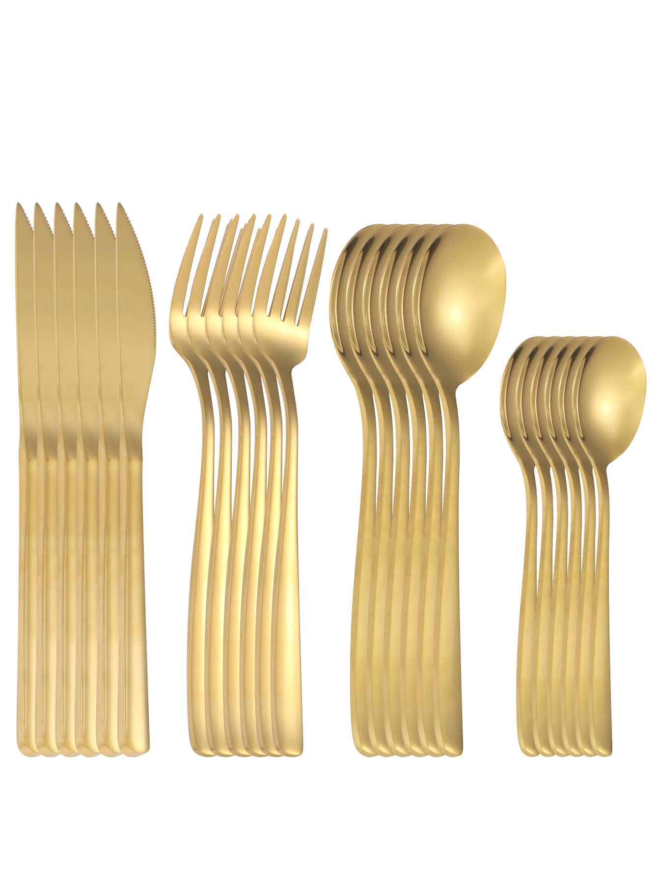 Juego de 24 piezas de cubertería de acero inoxidable, para cocina, regalo de Navidad - Dorado - Ver 1