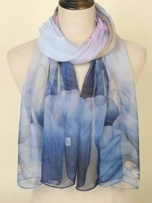 Khăn quàng cổ in hình lá phong cách boho Khăn quàng cổ thanh lịch cho trang phục thường ngày cuối tuần - Màu xanh hải quân - Xem 4