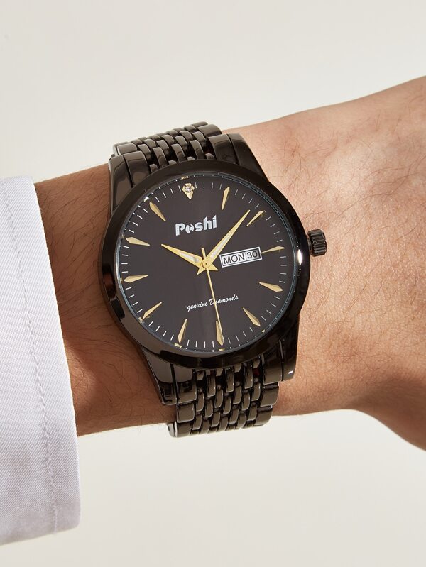 Poshi Men Round Pointer Date Quartz Watch