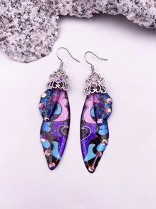 2pcs/set Butterfly Wing Drop Earrings - Multicolor - View 1