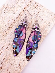 2pcs/set Butterfly Wing Drop Earrings - Multicolor - View 2