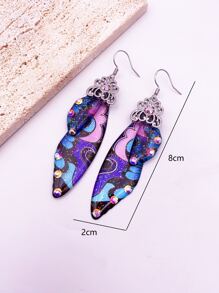 2pcs/set Butterfly Wing Drop Earrings - Multicolor - View 3
