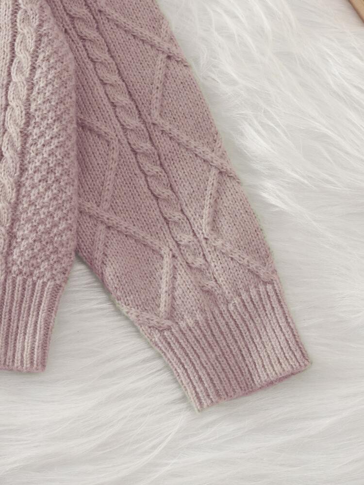 Niñitas Jersey de manga raglán con pantalones tejidos - Rosa vieja - Ver 3