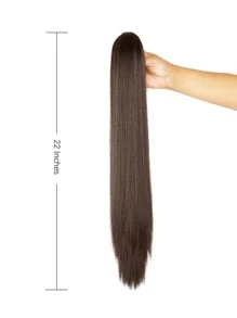 Natural Long Straight Ponytail Synthetic Hair Extension - Brown - View 4