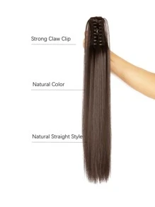 Natural Long Straight Ponytail Synthetic Hair Extension - Brown - View 5