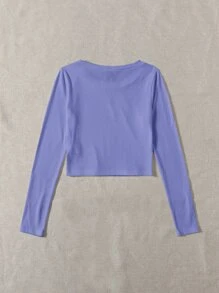 SHEIN EZwear 素色短款條紋針織T恤