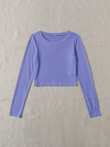 SHEIN EZwear 素色短款條紋針織T恤