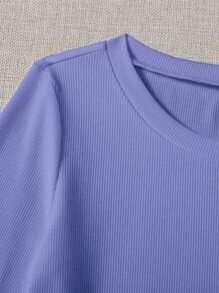 SHEIN EZwear 素色短款條紋針織T恤