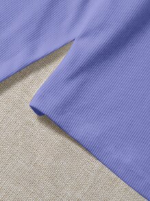 SHEIN EZwear 素色短款條紋針織T恤