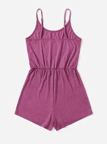 SHEIN EZwear Solid Slip Romper - Red Violet - View 2