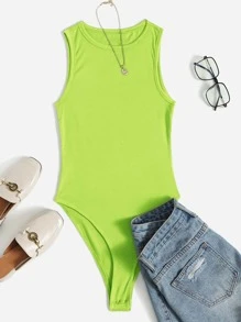 SHEIN EZwear Enkel Enkel Bodysuit - Limegrön - Visa 1
