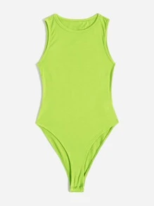 SHEIN EZwear Enkel Enkel Bodysuit - Limegrön - Visa 4