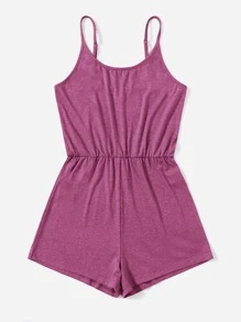 SHEIN EZwear Solid Slip Romper - Red Violet - View 5