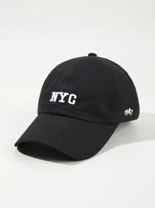 1顶女士纯色手工刺绣棒球帽，街头风休闲帽，Y2K独特个性化设计，可调节嘻哈哥特风，波西米亚风，大地色系，春夏亮色系，少女风，适合音乐节、旅行、徒步、防晒、户外聚会、日常街头穿搭、海滩、度假等场合。 - 黑色 - 查看 1