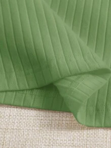 SHEIN EZwear Solid Rib Knit Tank Top - Lime Green - View 3