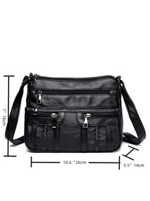 Borsa quadrata minimalista in finta pelle con cerniere multiple, regalo della festa della mamma per le donne, per principianti e impiegati, per regali di insegnanti, per signore, con tasche multiple per donne, per affari/pendolarismo/lavoro/ufficio, per festival/vacanze/festività