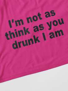 SHEIN EZwear 標語圖案自系帶繞頸上衣