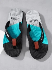 Men Letter Graphic Flip Flops - Black - View 4