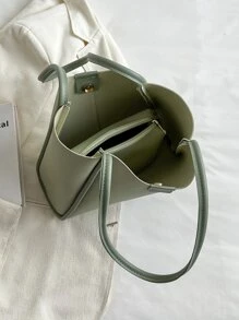 極簡單肩托特包 - 綠色 - 查看 8